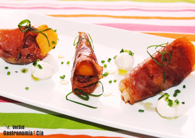 Persimmon recipe with grilled ham