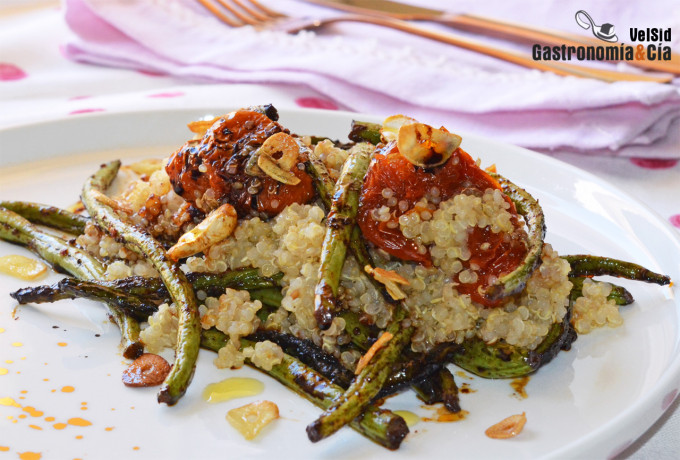 Quinoa et haricots verts sautés au tamari