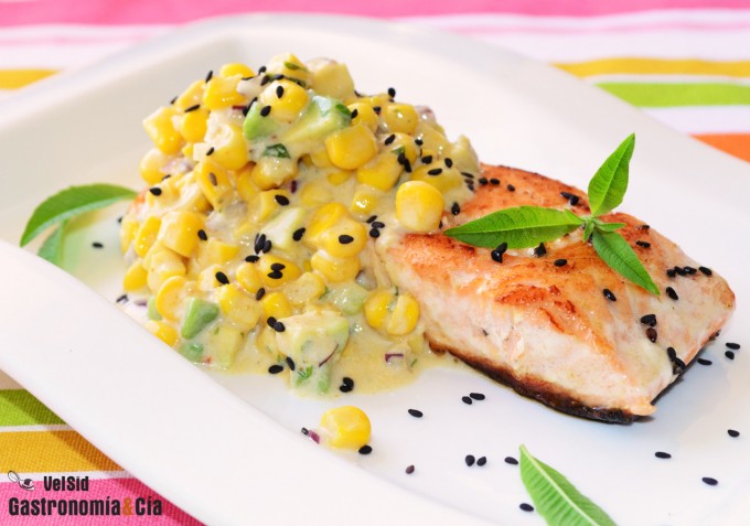 Grilled Salmon Recipe with Corn Curry