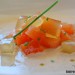 Ajoblanco de chufas con salmón marinado y gelatina de j