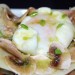 Lasaña de champiñones con huevo poché