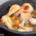 Chicken casserole in its own juice, flavored with orange, sa
