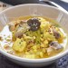 Sopa de tofu, trigo tierno y setas