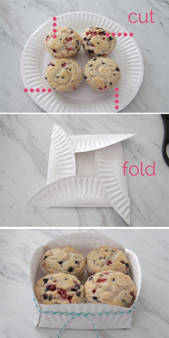 Hacer una cajita para cupcakes o muffins con un plato de papel