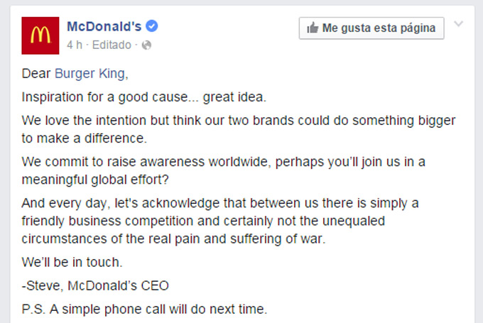 Respuesta de McDonald’s  a Burger King