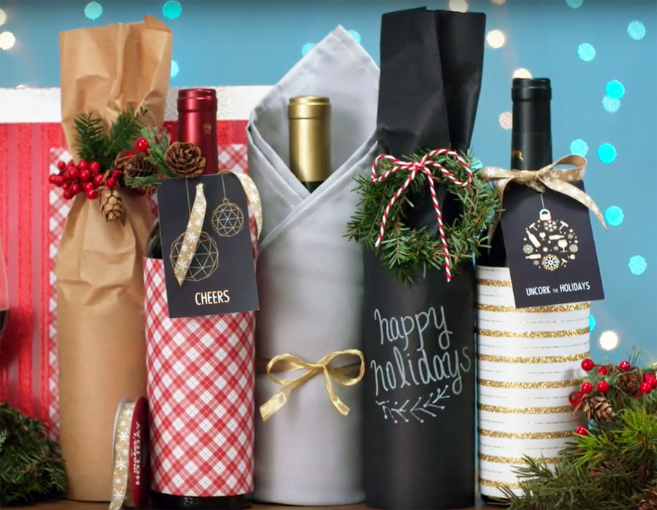 Transformador Sin personal Haciendo 3 formas de envolver una botella para regalar en Navidad | Gastronomía & Cía